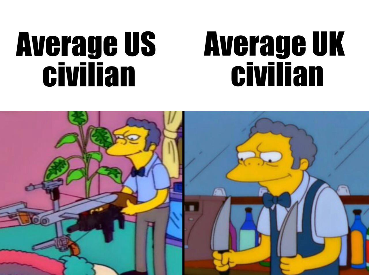 fresh memes - simpsons this is pretty terrific - Average Us civilian Average Uk civilian