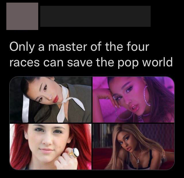 cringe pics - photo caption - Only a master of the four races can save the pop world