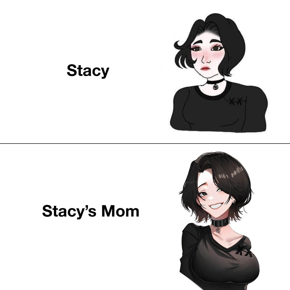 funny memes - dank memes doomer girl vs anime doomer girl - Stacy Xxh Stacy's Mom