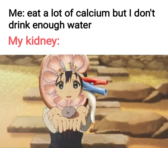 funny memes - dank memes Me eat a lot of calcium but I don't drink enough water My kidney Chinna