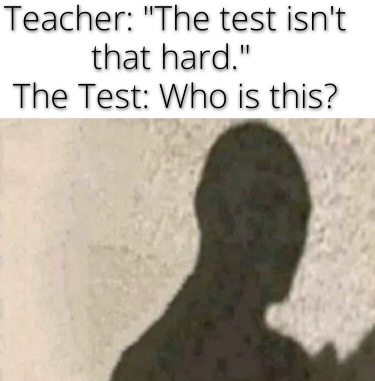 dank memes - funny memes - photo caption - Teacher "The test isn't that hard." The Test Who is this?