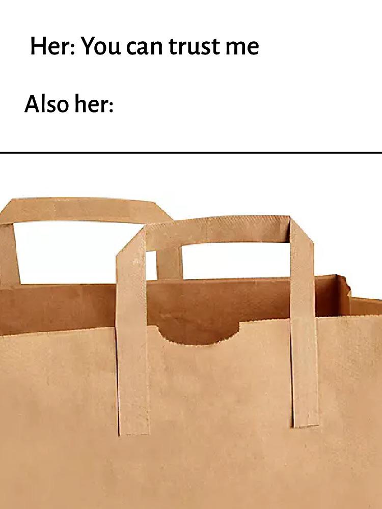 dank memes - funny memes - grocery bag - Her You can trust me Also her