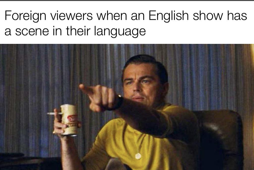 lurkers meme - Foreign viewers when an English show has a scene in their language
