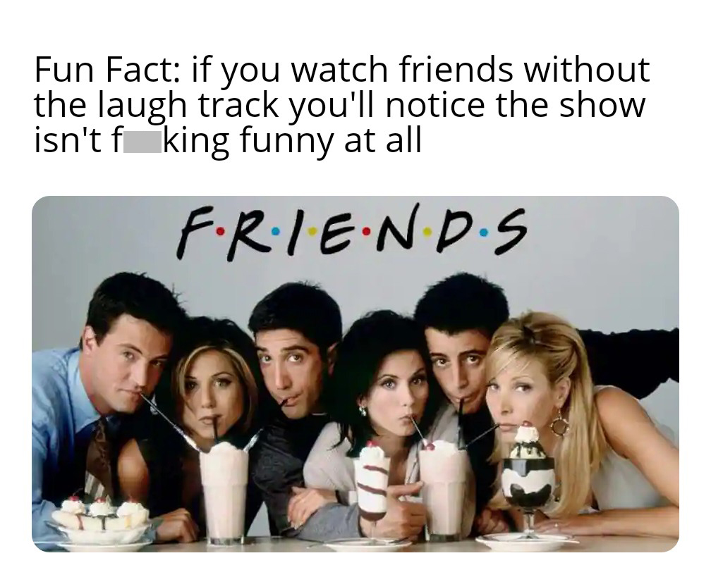 working at an ice cream shop - Fun Fact if you watch friends without the laugh track you'll notice the show isn't f king funny at all Friends