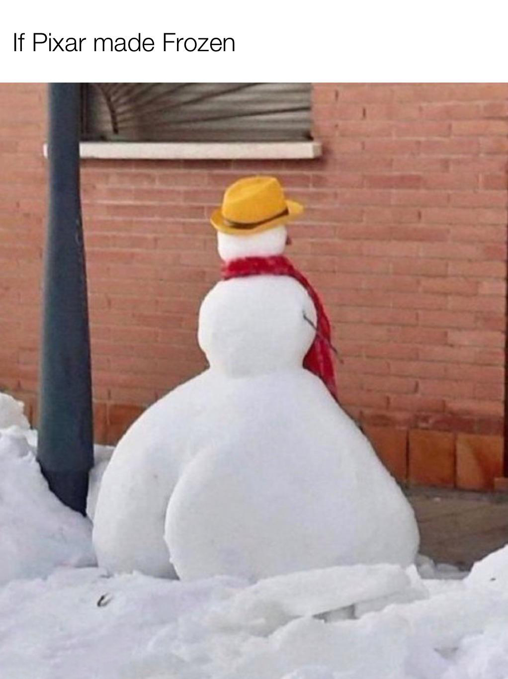 funny memes  - snowman memes - If Pixar made Frozen