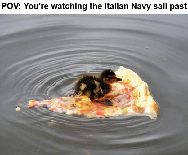 conversation between two people - Pov You're watching the Italian Navy sail past