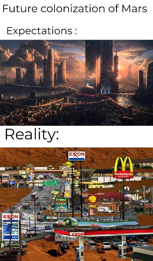 mars meme - Future colonization of Mars Expectations Reality Exon Sundc M On Gifts & Souven. McDonald's ters TROI2 >>>>>>> Exon Sell cach 265 3050 39 Wall Exion 4271