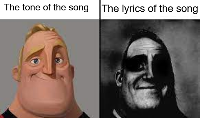 normal and dark meme template - The tone of the song The lyrics of the song
