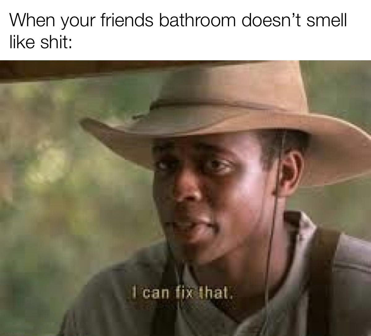 can fix that meme - When your friends bathroom doesn't smell shit I can fix that.