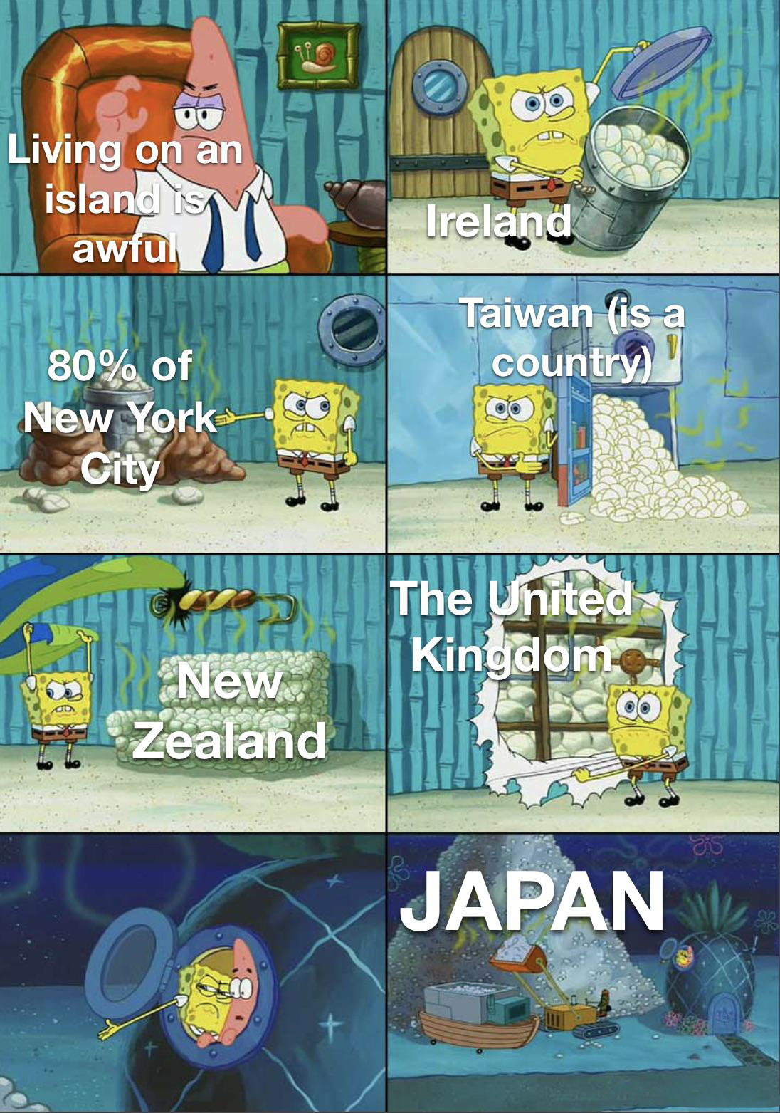 funny memes - dank memes - lying to me among us - H Living on an island is awful Ireland Taiwan is a country 80% of New York City The United Kingdom Newc. Zealand Japan