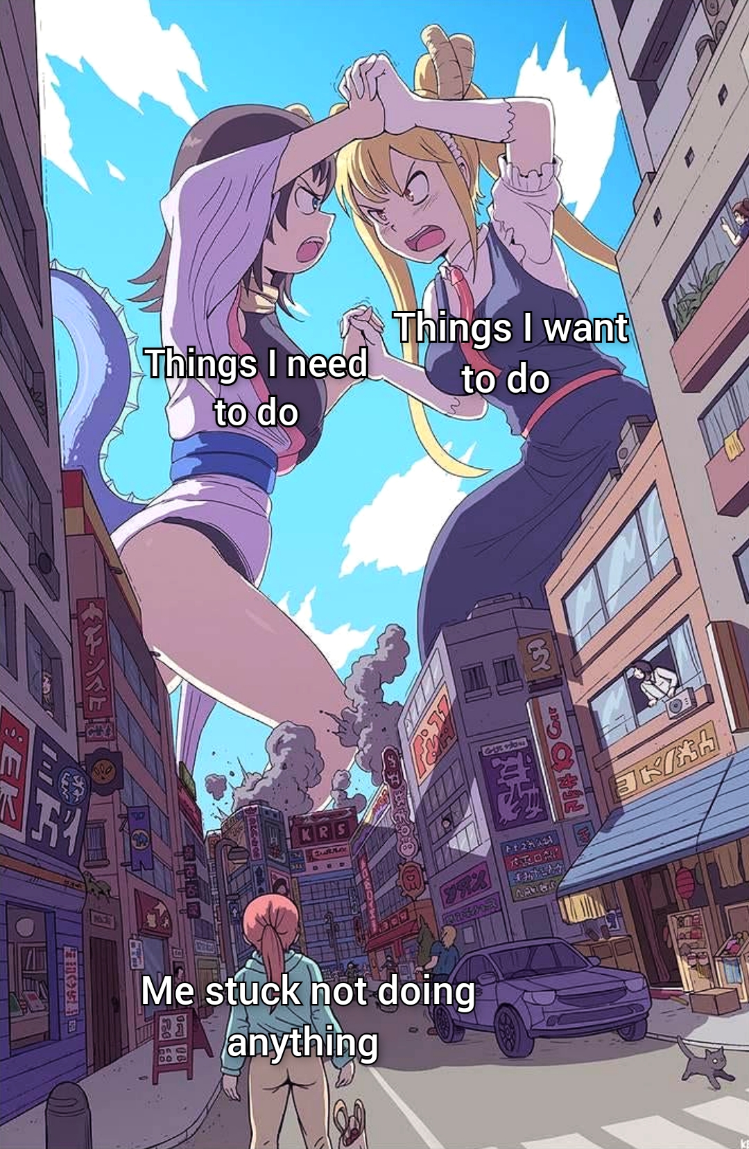 miss kobayashi's dragon maid memes - Things I want Things I need to do to do Ra Ha Write Me stuck not doing an anything