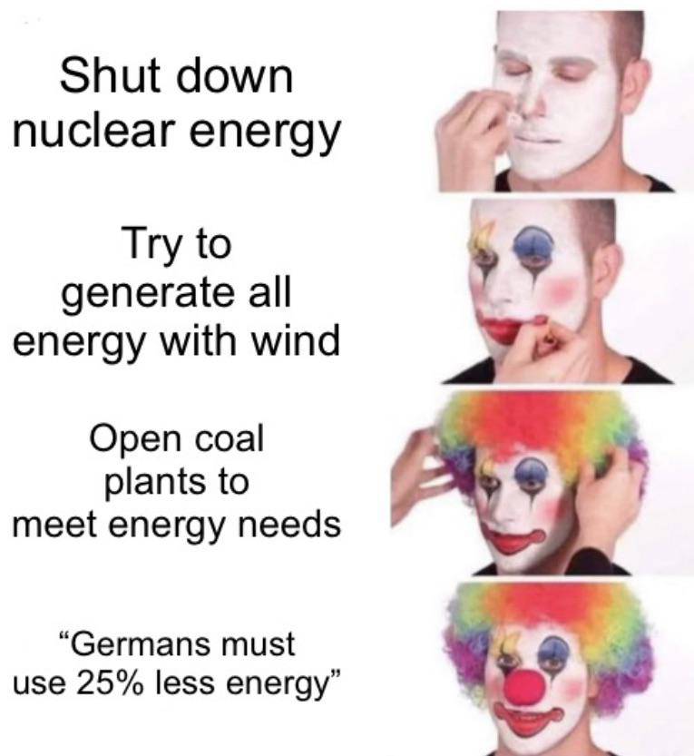 dank memes - funny memes - twitter girl meme - Shut down nuclear energy Try to generate all energy with wind Open coal plants to meet energy needs "Germans must use 25% less energy"