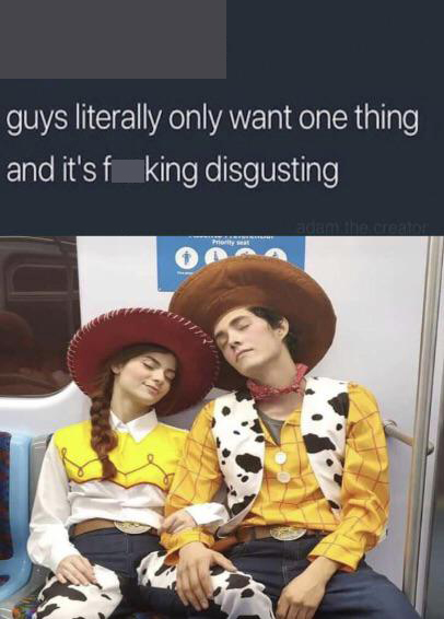 halloween costume couple - guys literally only want one thing and it's f king disgusting