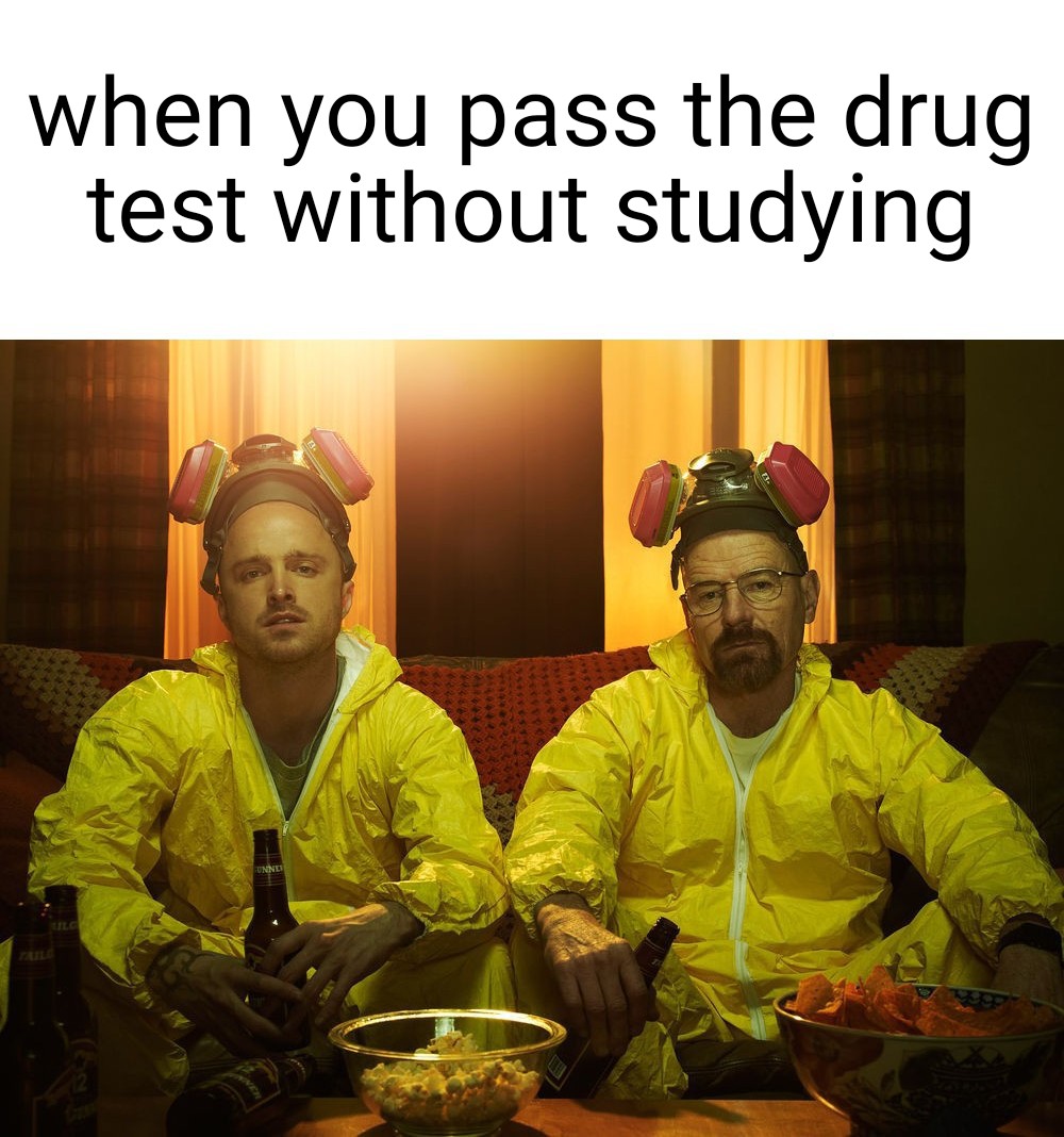 jesse and mr white - when you pass the drug test without studying