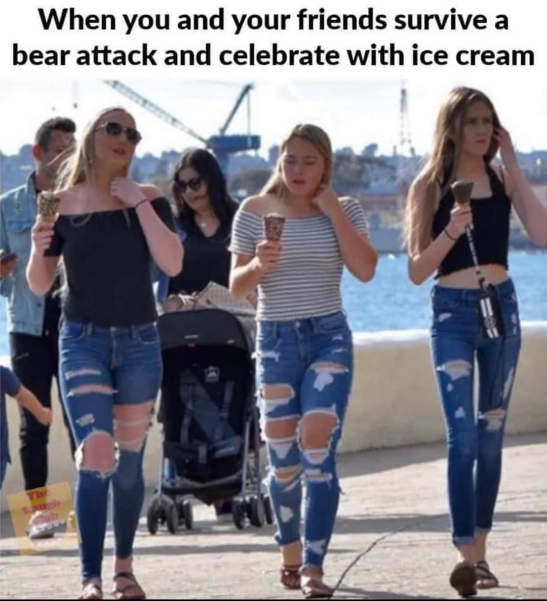 you and your friends survive a bear attack and celebrate with ice cream - When you and your friends survive a bear attack and celebrate with ice cream