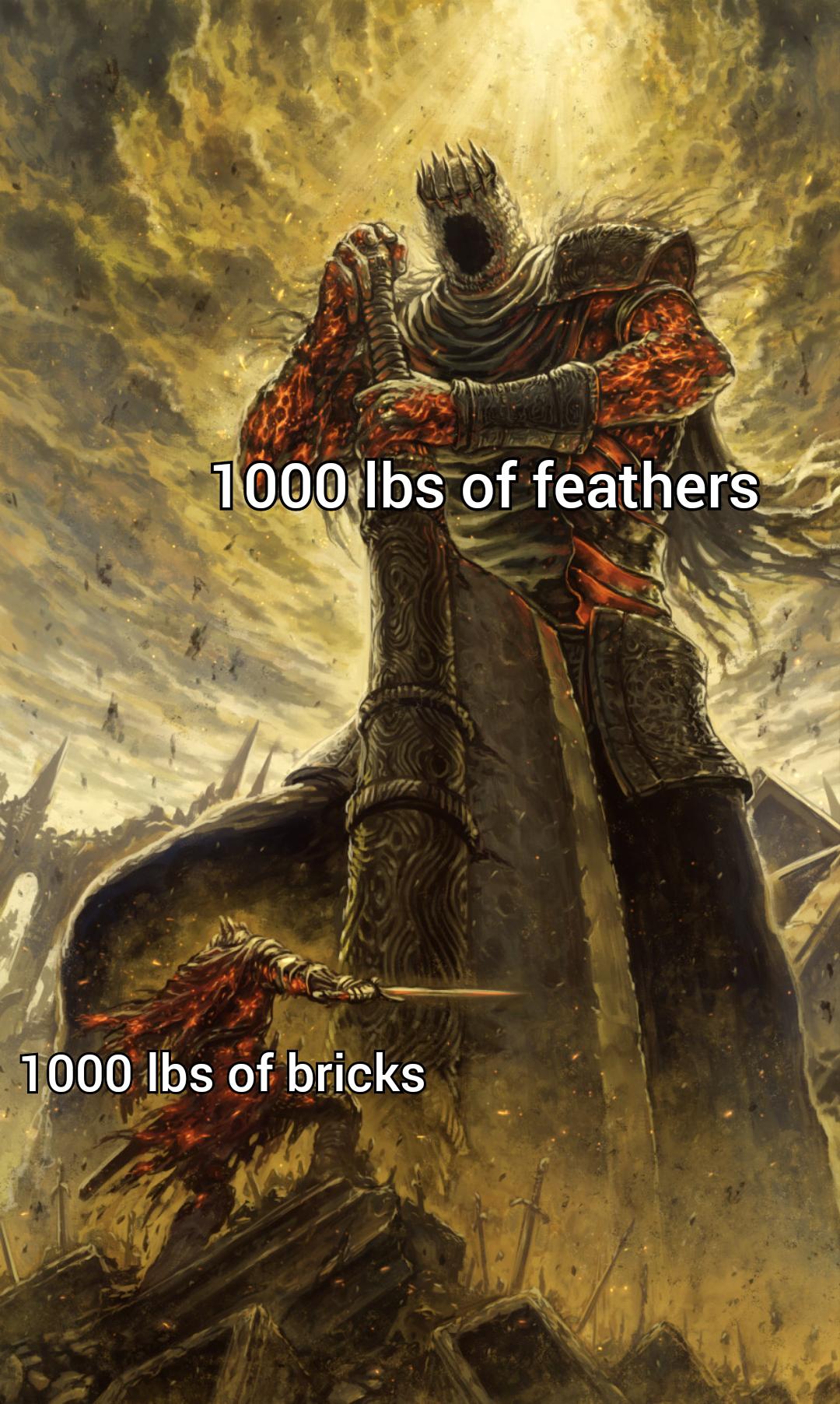 dank memes - 1000 lbs of feathers 1000 lbs of bricks