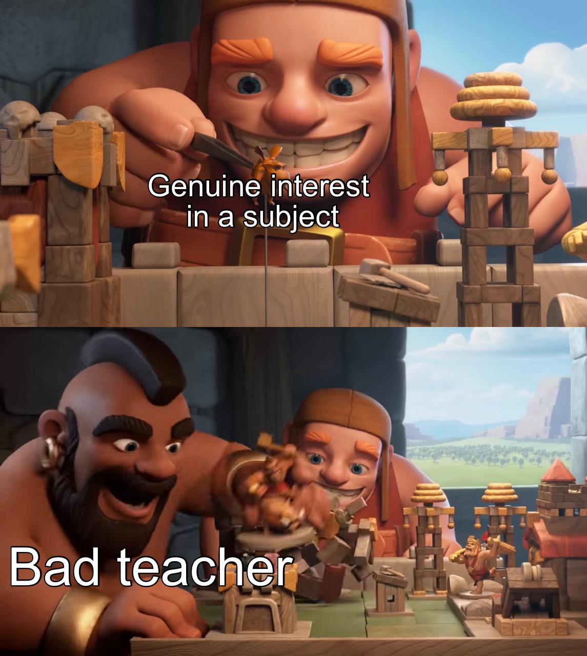 dank memes - funny memes - cartoon - Genuine interest in a subject 19 Bad teacher