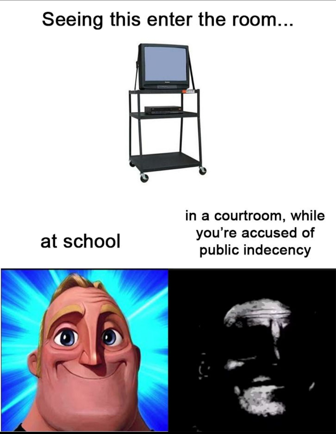 dank memes - funny memes - tv cart - Seeing this enter the room... at school in a courtroom, while you're accused of public indecency