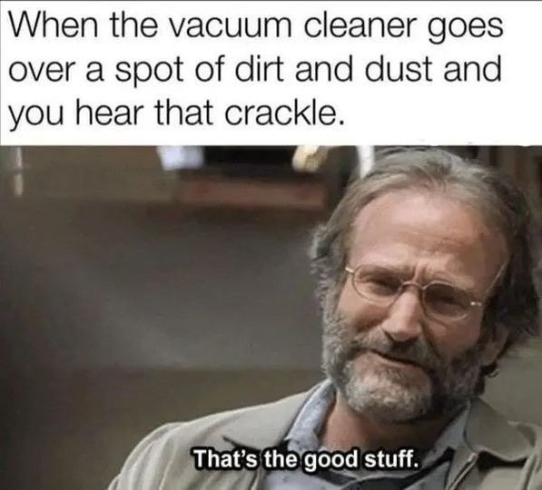 funny memes - dank memes - thats the good stuff gif - When the vacuum cleaner goes over a spot of dirt and dust and you hear that crackle. That's the good stuff.