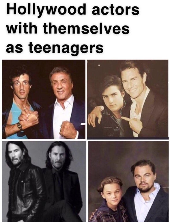 funny memes - dank memes - actors as a teenagers - Hollywood actors with themselves as teenagers