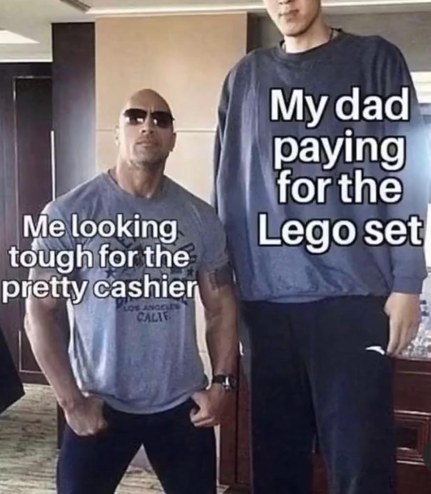 dank memes - shaq the rock kevin hart - My dad paying for the Lego set Me looking tough for the pretty cashier Os Angel Calie