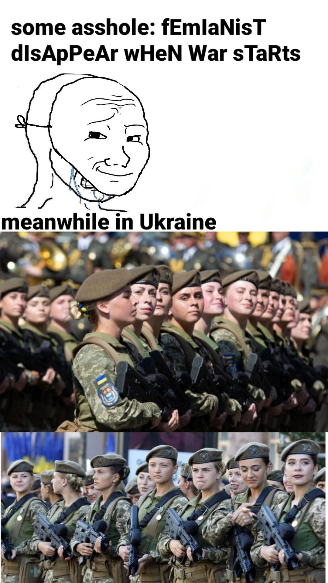 dank memes - funny memes - army - some asshole fEmlaNist dlsApPeAr When War sTaRts meanwhile in Ukraine