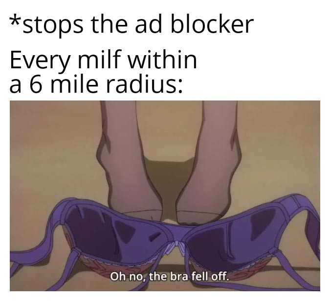 dank memes - funny memes - oh no the bra fell off meme - stops the ad blocker Every milf within a 6 mile radius Oh no, the bra fell off.