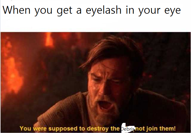 dank memes - funny memes - star wars meme you were the chosen one - When you get a eyelash in your eye You were supposed to destroy the Debrisnot join them!