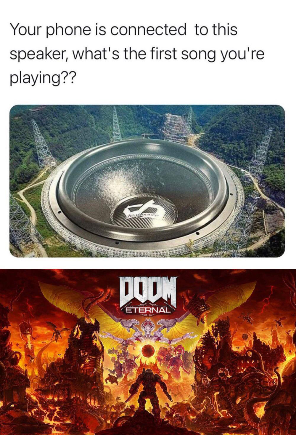 dank memes - doom eternal cover art - Your phone is connected to this speaker, what's the first song you're playing?? Doom Eternal