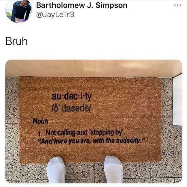dank memes - funny memes - material - . Bartholomew J. Simpson Bruh au daclity J'dasedl Noun 1 Not calling and 'stopping by.