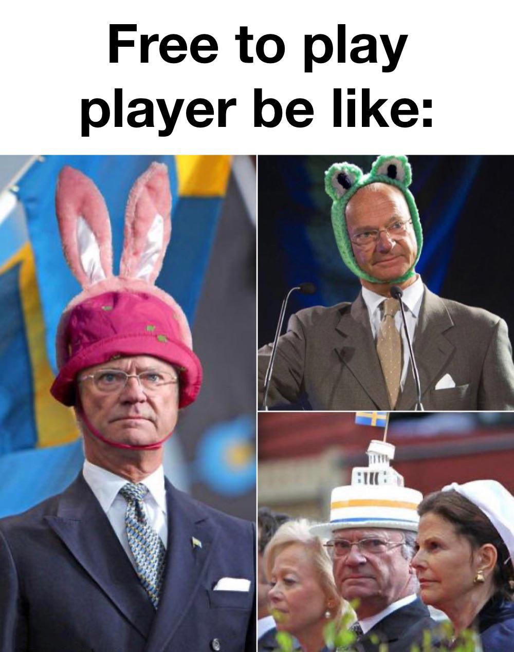 Funny memes - swedish king hats - Free to play player be