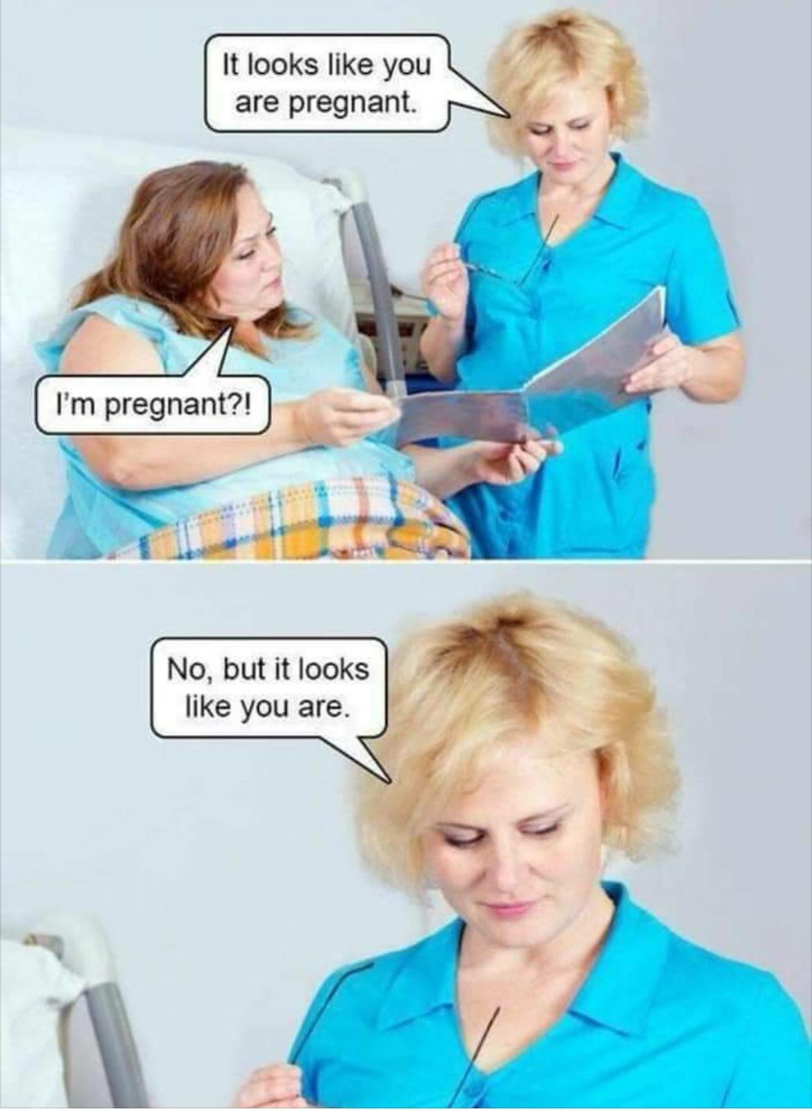 funny memes - dank memes - looks like you re pregnant meme - It looks you are pregnant. I'm pregnant?! No, but it looks you are.