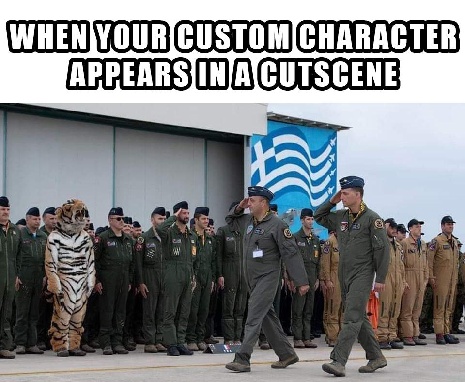 funny memes - dank memes - army - When Your Custom Character Appears In A Cutscene
