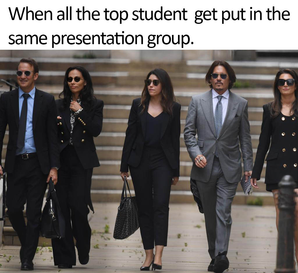 monday morning randomness - johnny depp lawyer team - When all the top student get put in the same presentation group.