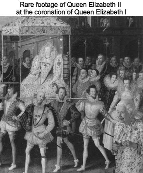 dank memes - funny memes - queen elizabeth 1 power - Rare footage of Queen Elizabeth Ii at the coronation of Queen Elizabeth I