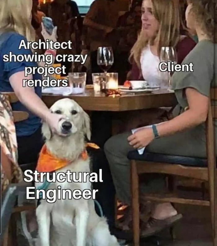 dank memes - woman holding dogs mouth - Architect showing crazy project renders Structural Engineer Client