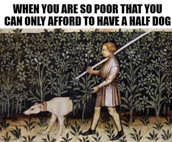 dank memes - classical art memes - When You Are So Poor That You Can Only Afford To Have A Half Dog imeo.com