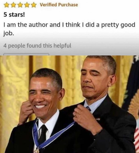 dank memes  - obama giving medal to obama meme template - Verified Purchase 5 stars! I am the author and I think I did a pretty good job. 4 people found this helpful