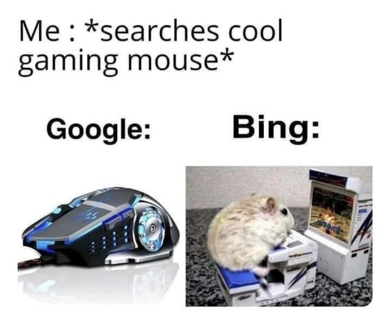 dank memes - mouse gamer meme - Me searches cool gaming mouse Google Bing Coco