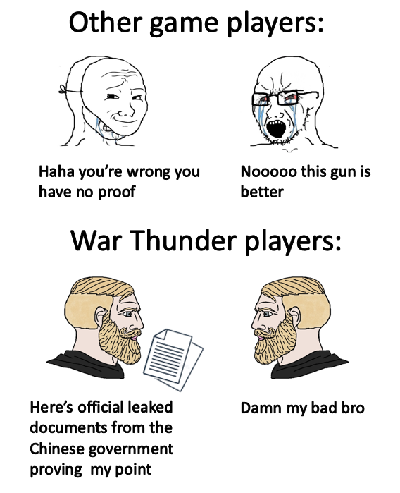 dank memes - modern vs ancient historian meme - Other game players Haha you're wrong you have no proof Nooooo this gun is better War Thunder players Damn my bad bro Here's official leaked documents from the Chinese government proving my point