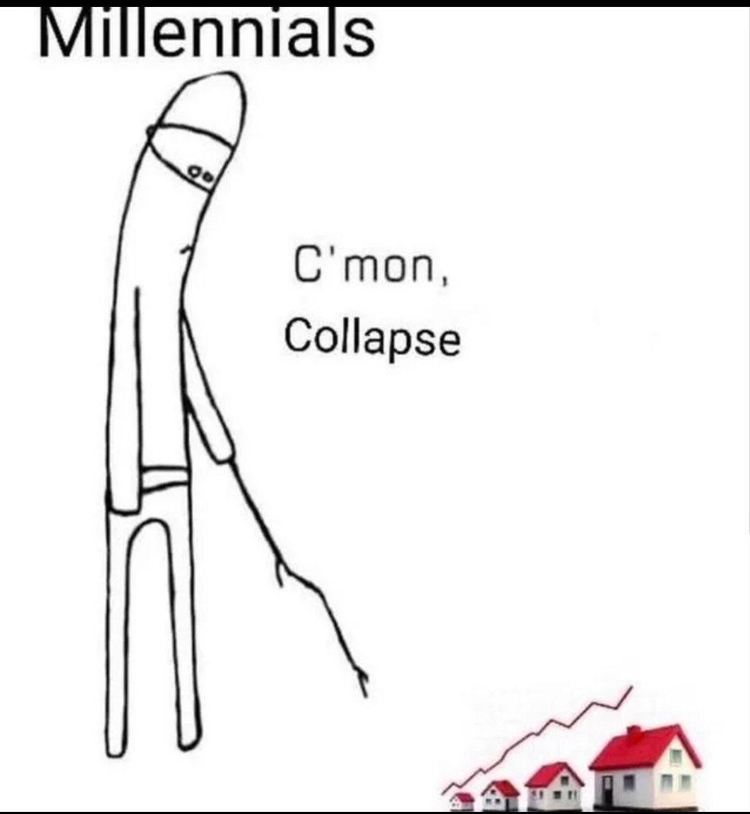 funny memes - cmon collapse - Millennials go C'mon, Collapse