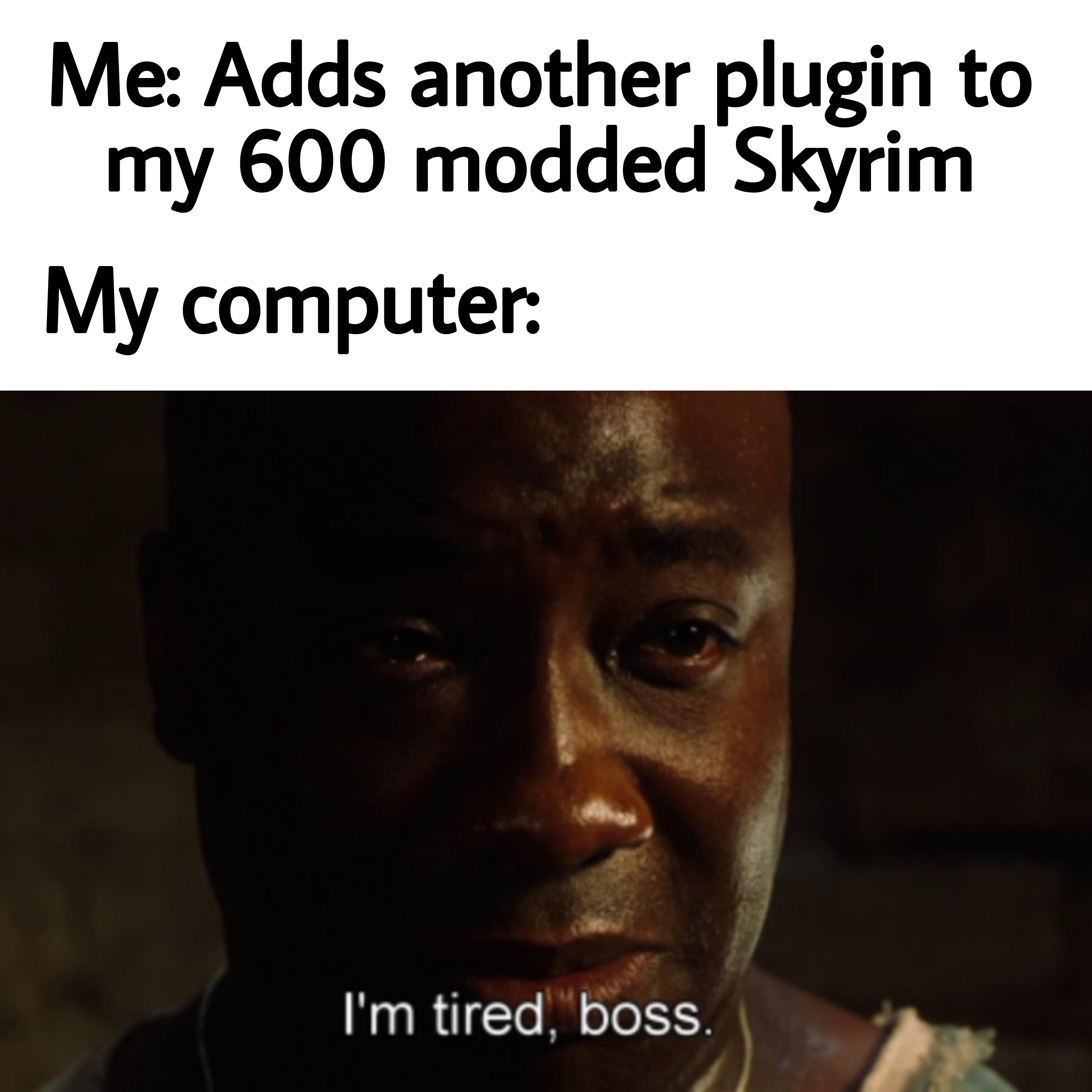 dank memes --  russian vdv meme - Me Adds another plugin to my 600 modded Skyrim My computer I'm tired, boss.