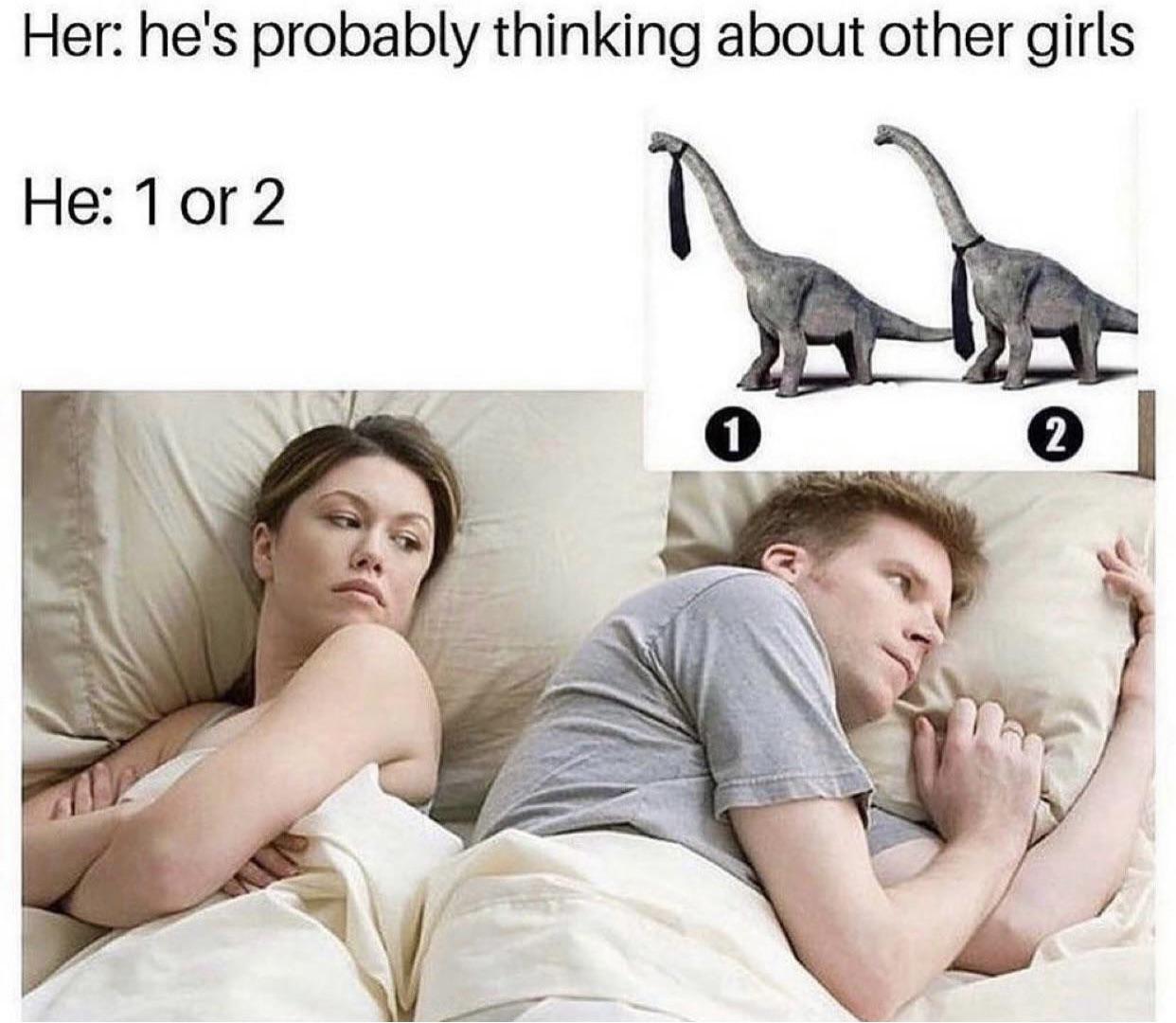 funny memes - dank memes - he's probably thinking about other girls meme - Her he's probably thinking about other girls He 1 or 2 1 2