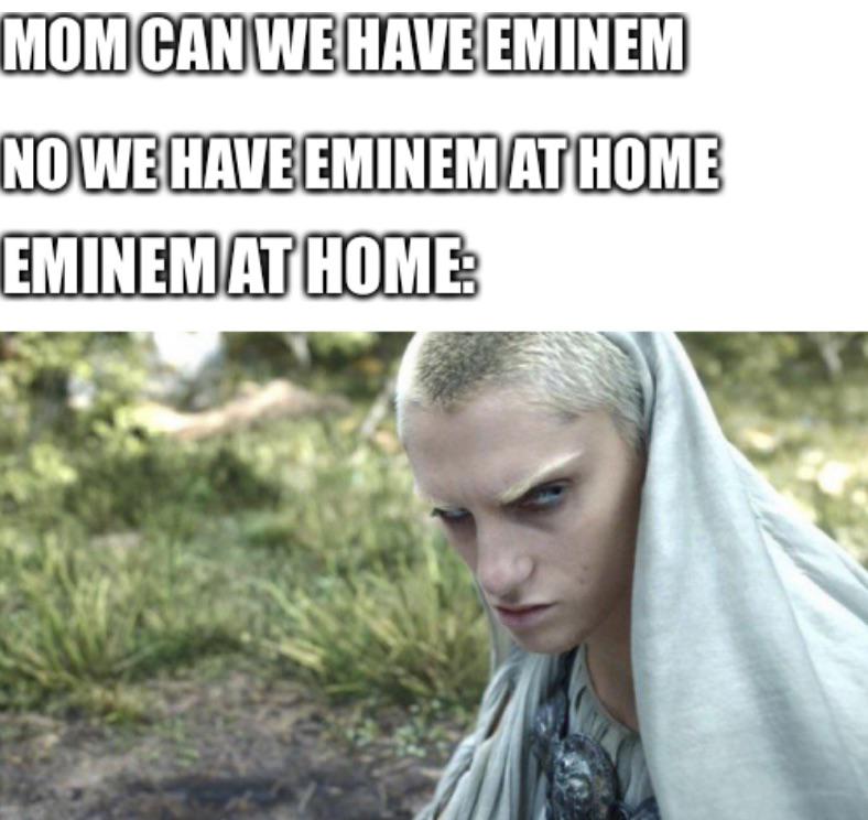 funny memes - sauron rings of power - Mom Can We Have Eminem No We Have Eminem At Home Eminem At Home