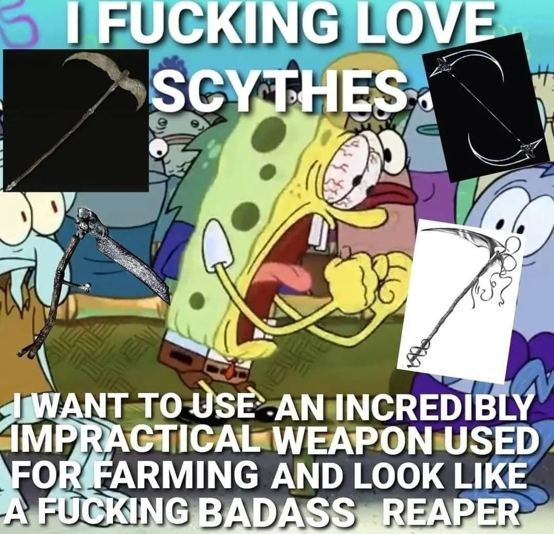 monday morning randomness - Cartoon - Si Fucking Love Scythes Want To Use An Incredibly Weapon Used Impractical For Farming And Look A Fucking Badass Reaper