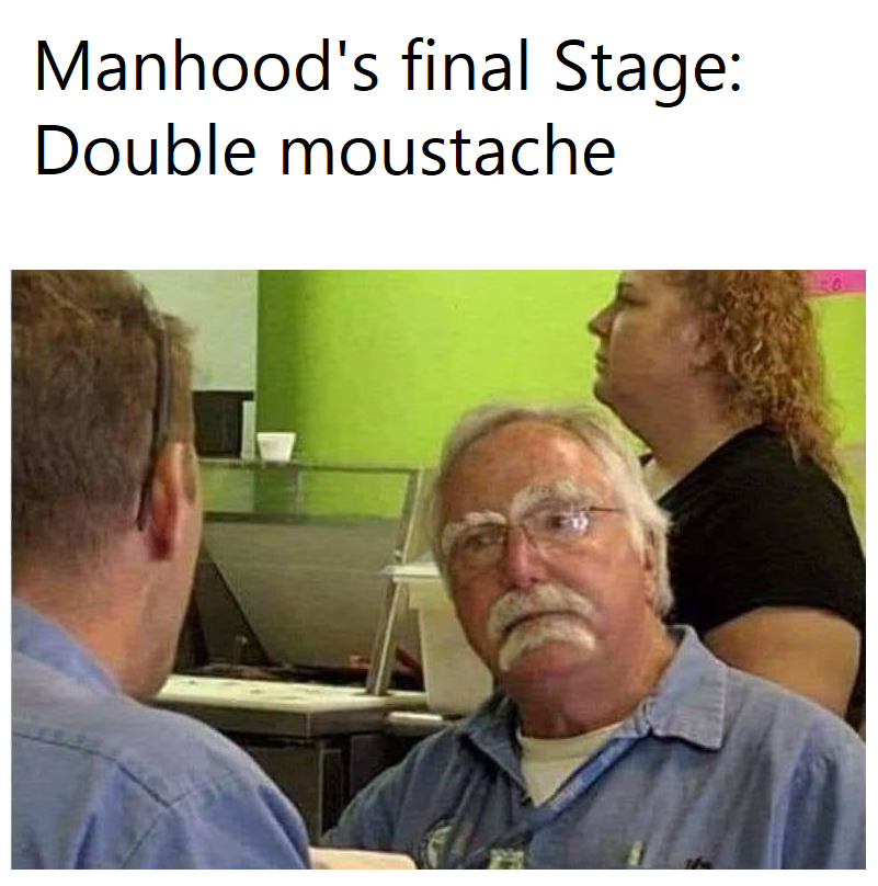 funny memes - double mustache - Manhood's final Stage Double moustache