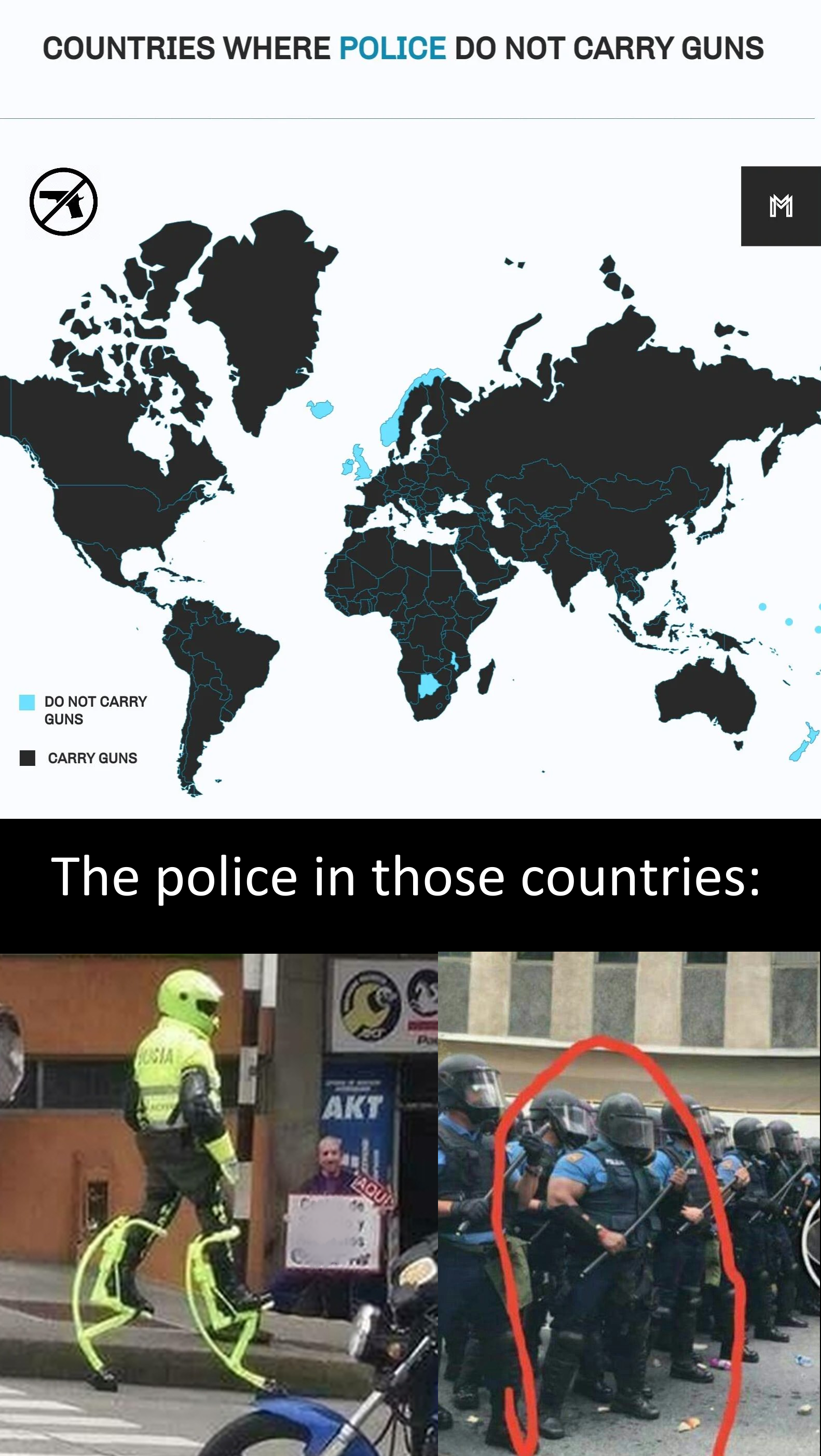 funny memes - world map png black - Countries Where Police Do Not Carry Guns Do Not Carry Gans Carry Guns The police in those countries 99 Akt