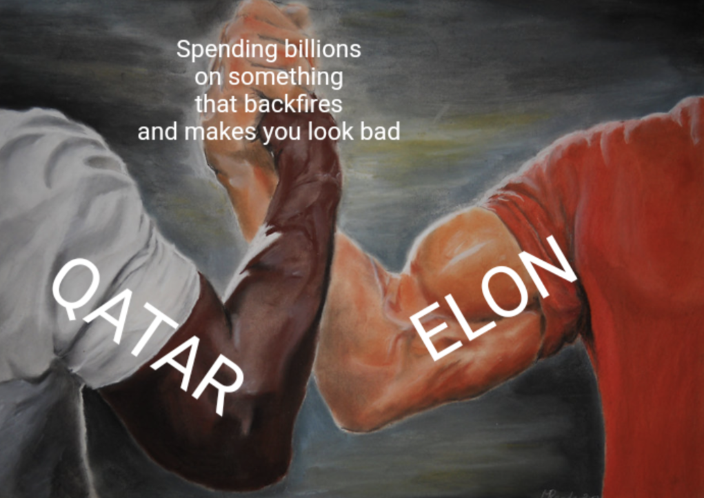 funny and dank memes - cliff booth memes - Spending billions on something that backfires and makes you look bad Qatar Elon