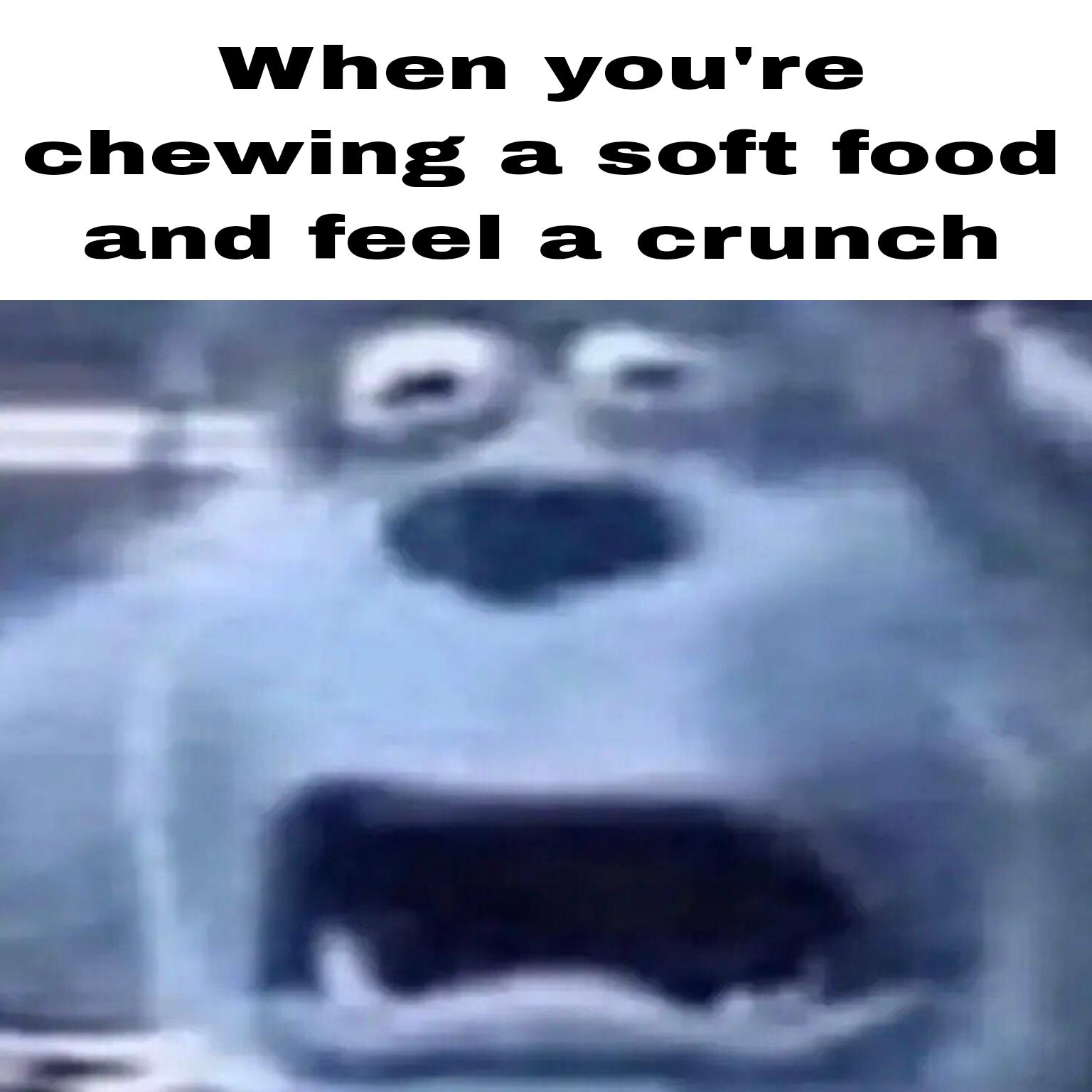 funny memes - Internet meme - When you're chewing a soft food and feel a crunch