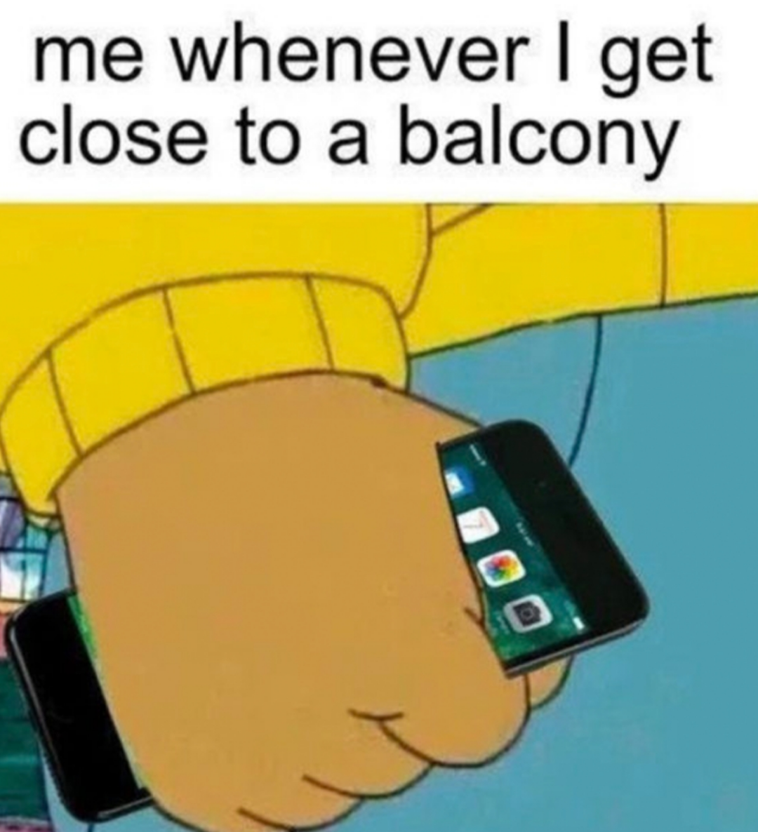 funny memes - no flap meme - me whenever I get close to a balcony